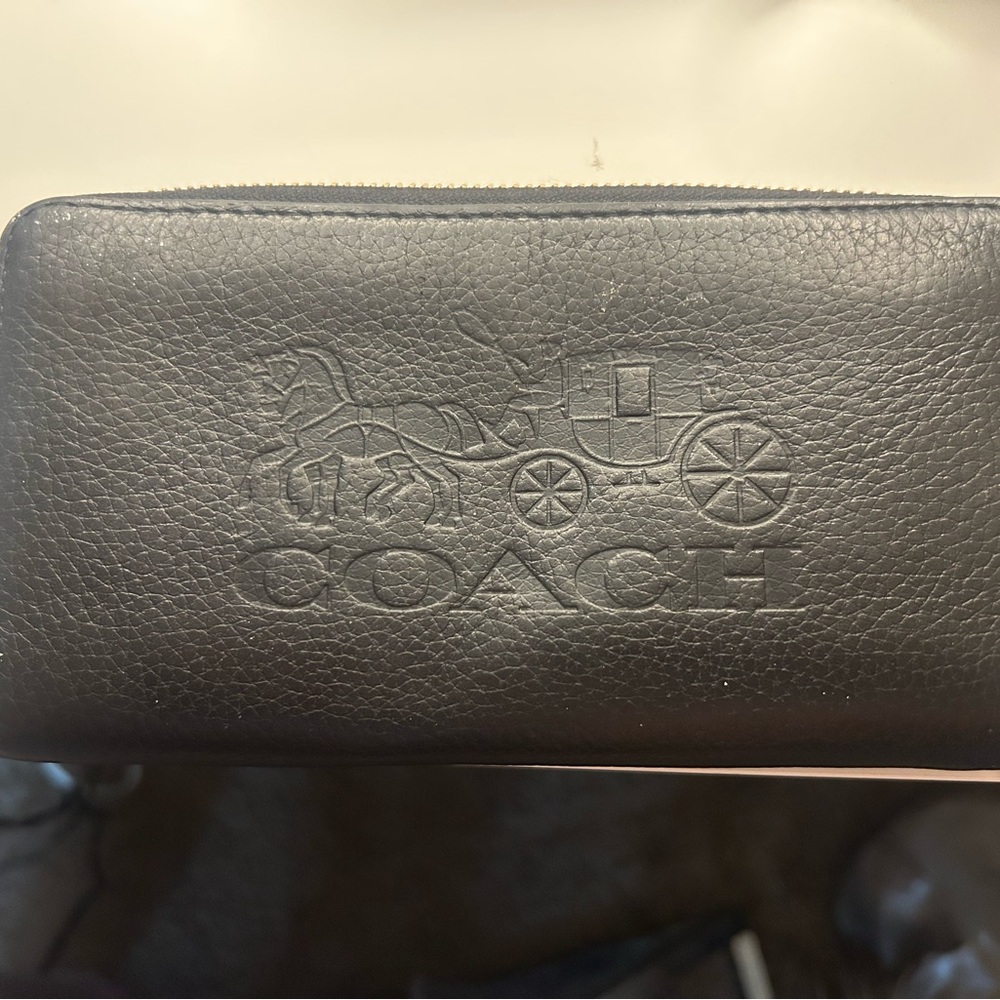 Coach Black Leather Wallet with Embossed Design
